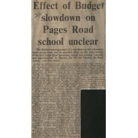 Effect of Budget slowdown on Pages Road school unclear