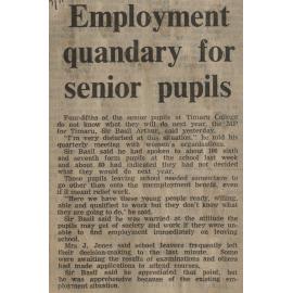 Employment quandary for senior pupils