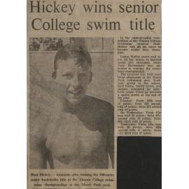 Hickey wins senior College swim title