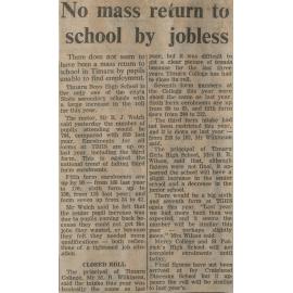 No mass return to school by jobless