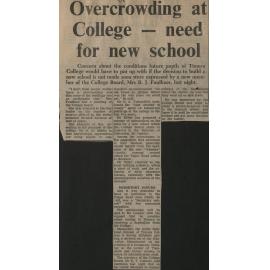Overcrowding at College - need for new school
