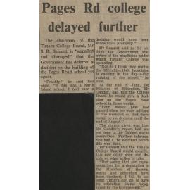 Pages Rd college delayed further