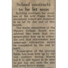 School contracts to be let soon