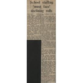 School staffing 'must face' declining rolls