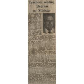 Teachers sending telegram to Minister