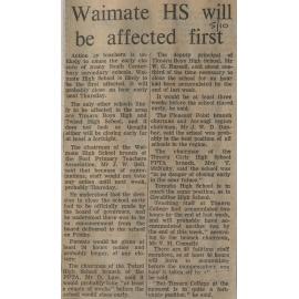 Waimate HS will be affected first