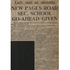 Early start on site works: New Pages Road sec school go-ahead given