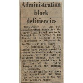 Administration block deficiencies
