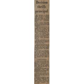Decision thrills principal