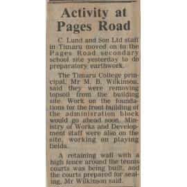 Activity at Pages Road