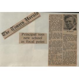 Principal sees new school as focal point