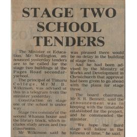 Stage two school tenders