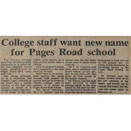 College staff want new name for Pages Road school
