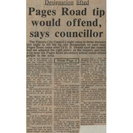 Designation lifted: Pages Rd tip would offend says councillor
