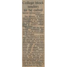College block tenders to be called 
