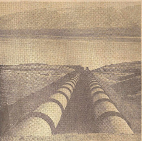 Close up of the penstocks at the Tekapo-Pukaki canal.  Image form The Timaru Herald 19 Jul 1980.
