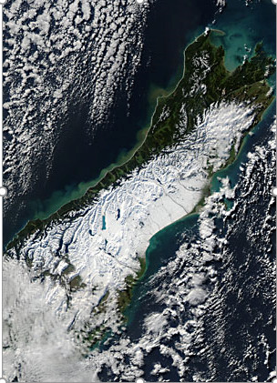 Satellite photograph published in The Timaru Herald 11 Jun 2011