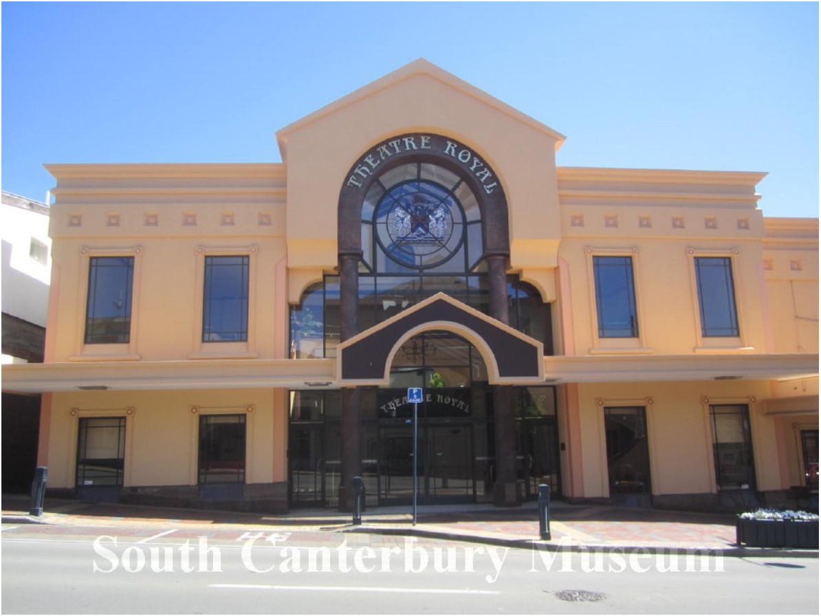 Image of the Theatre Royal, taken February 2019. Image courtesy of the South Canterbury Museum, item 2015/020.423. Please contact the museum for more information.

