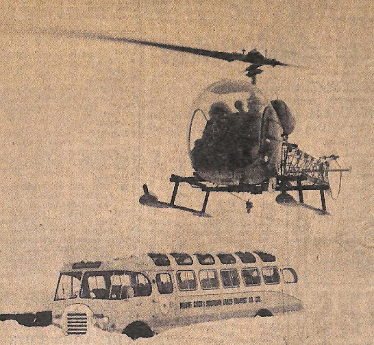 Image from The Timaru Herald 20 Nov 1967.  Helicopter involved in rescue mission between Pukaki and The 
Hermitage. 