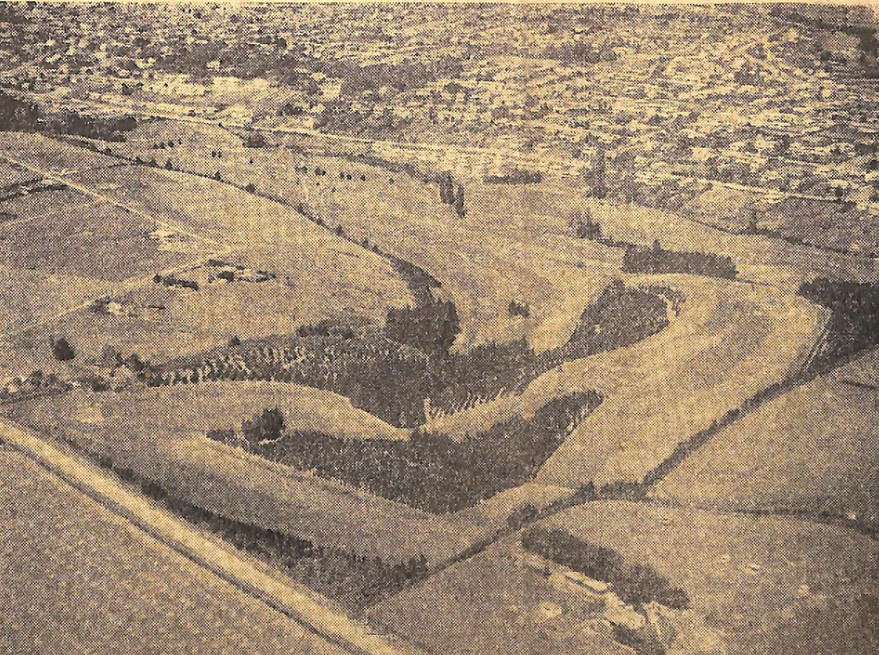 Aerial view of the Timaru Golf Club when it was located at Highfield. Image from The Timaru Herald 30 Jul 1954.